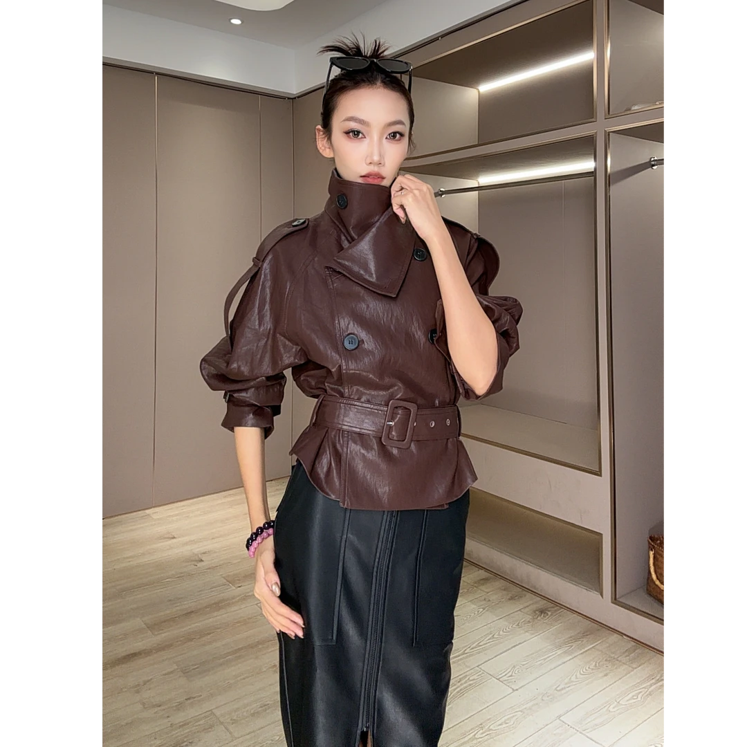 杨禾子【凡戴克棕】短款女秋季短外套网红设计师百搭-01729
