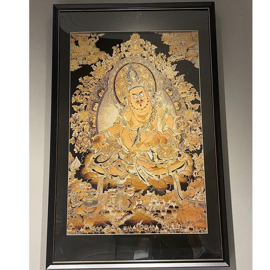 刺绣材质（黑金黄财）挂画玄关茶室客厅书房办公室装饰画