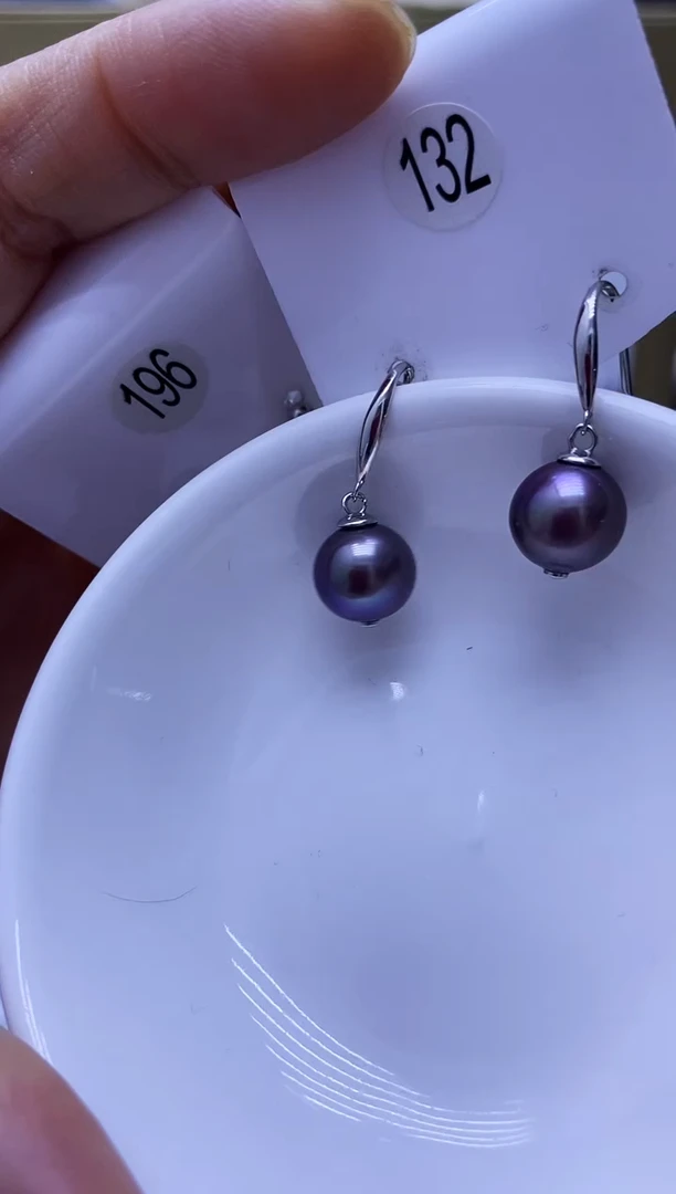 银S925镶嵌耳饰淡水珍珠132