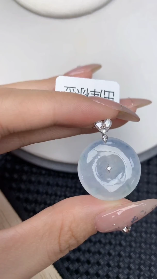 颈饰18K金镶嵌翡翠天然缅甸翡翠a货百元以上9元证书费自理