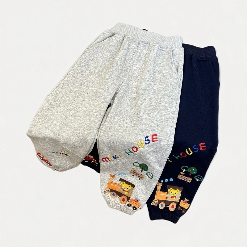 (现货)男女宝秋冬宝宝加绒加厚卫裤 中小童经典火车松紧休闲长裤