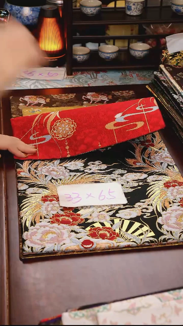 【凤凰黑+红双面】中国风干泡织锦茶席33*65