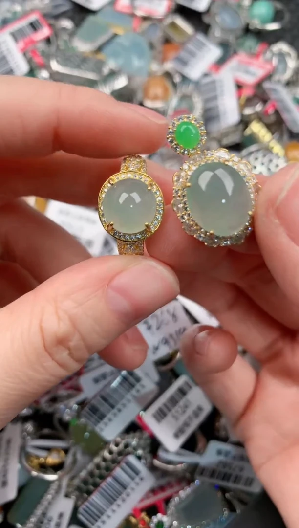 银S925镶嵌戒指翡翠888---1