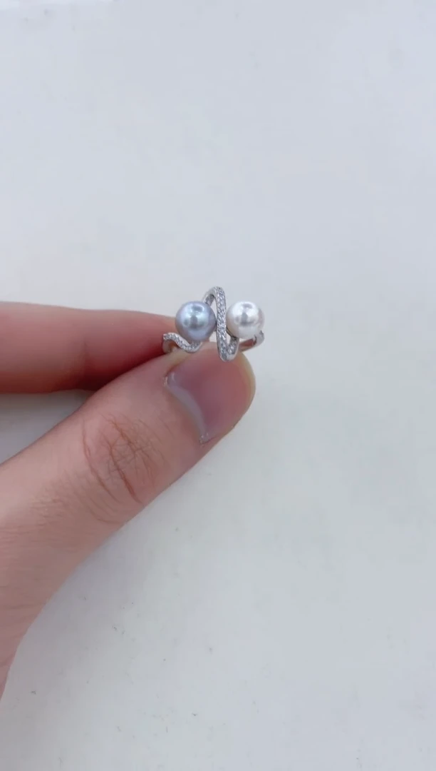 银S925镶嵌戒指海水珍珠