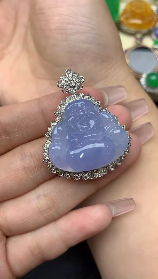 颈饰18K金镶嵌翡翠347-雪姐翡翠天天见