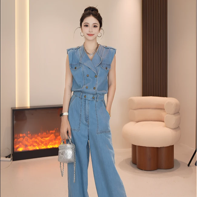 Basic House/百家好2025春夏新款气质显瘦时尚百搭连体服DX299