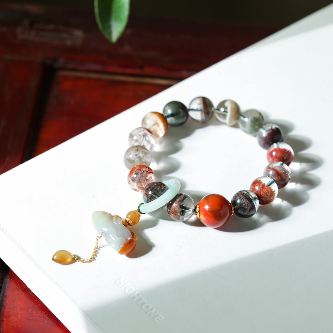 【意婵】天然典藏级四季幽灵水晶单圈翡翠盐源18K金-908938