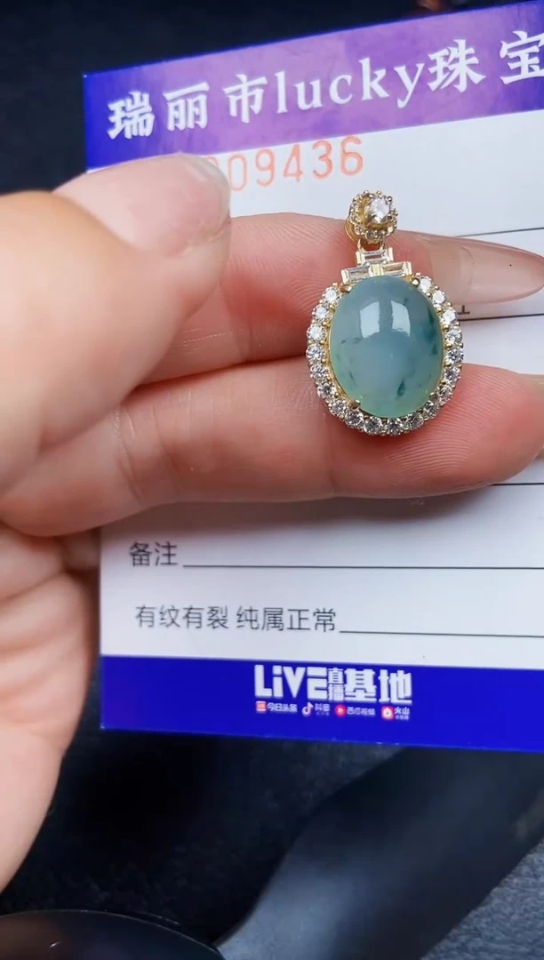 翡翠银S925镶嵌颈饰9436