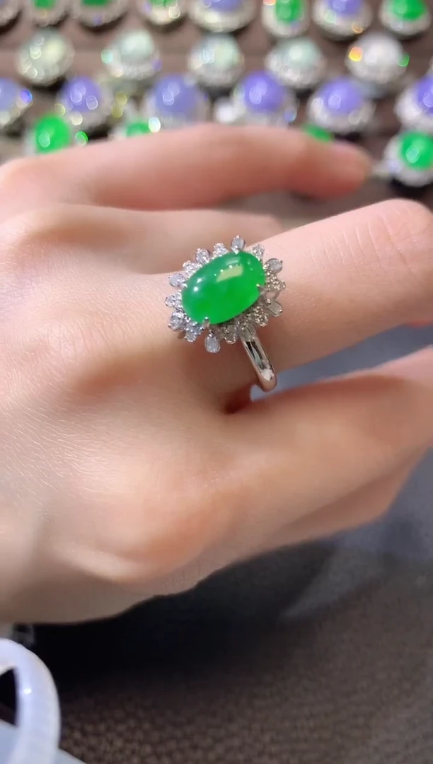 【闪购商品】翡翠戒指18K金镶嵌A71翡翠