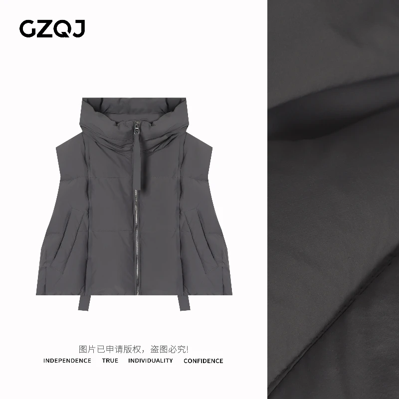 老琴私服 【冰雪精灵】高级感时尚翻领保暖马甲羽绒服外套女 7069