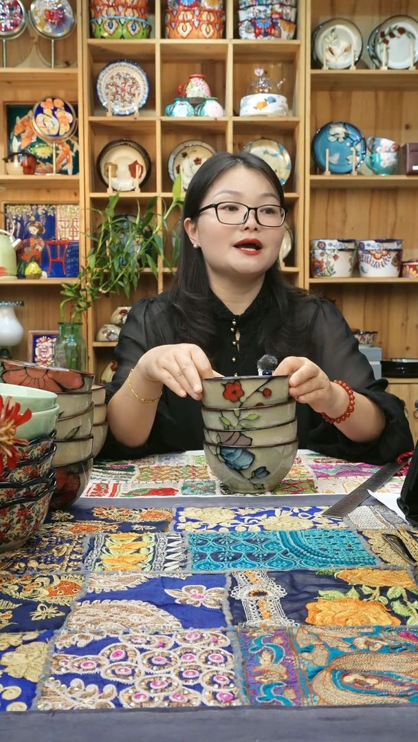 瓷片小可高温瓷餐具一组米饭碗四只