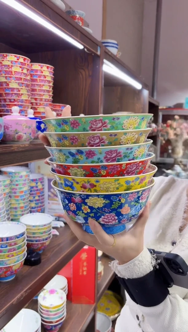 珐琅  7英寸面碗6个景德镇陶瓷