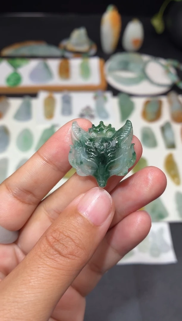 未镶嵌定制翡翠狐狸面具