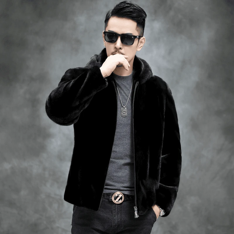 【海宁正品】海宁男士秋冬款外套帽子翻领男装时尚休闲男夹克外套