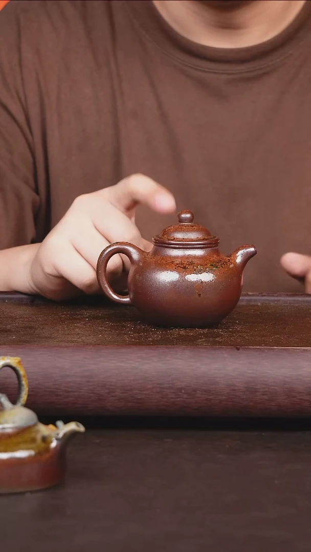 茶壶紫砂柴烧 古掇球