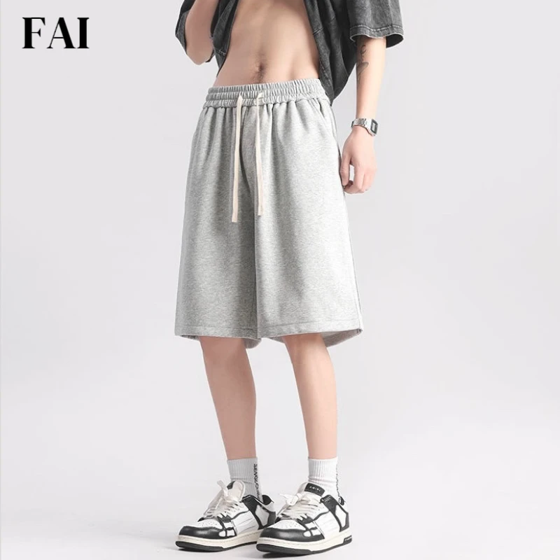 夏季休闲美式拼接灰色短裤男潮牌cleanfit运动健身简约百搭五分裤