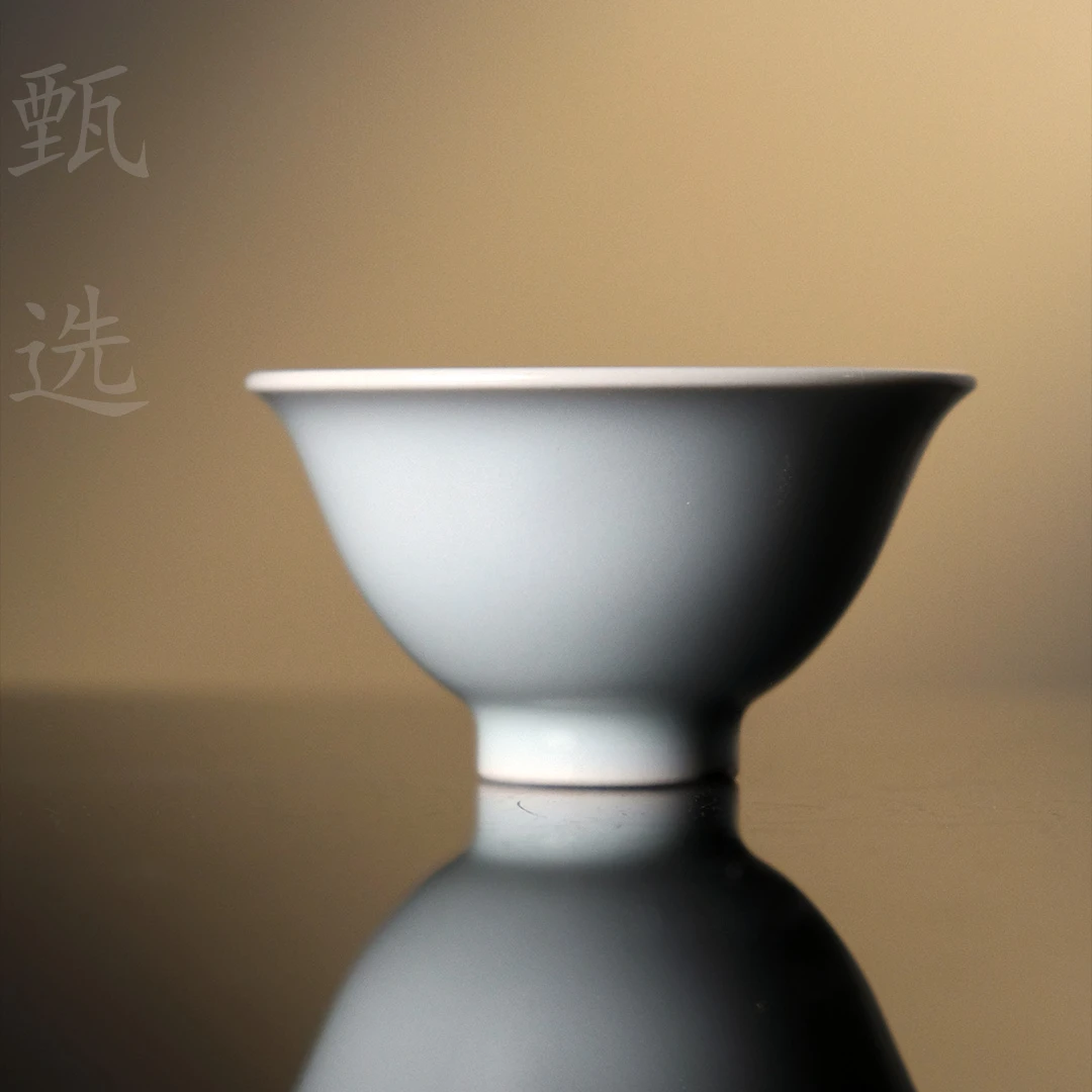 【器度甄选】天予窑 汝瓷  玉青釉 压手杯