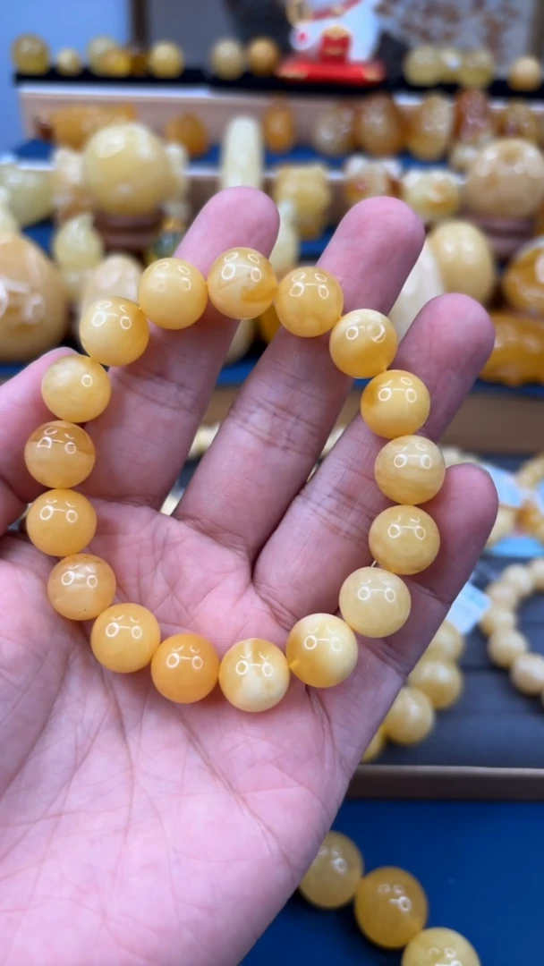 手链蜜蜡未镶嵌??DY3俄料微瑕蜜蜡单圈 12mm 17.19克
