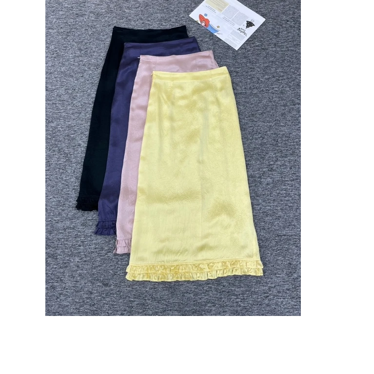 98930时尚高端醋酸花边开叉半身裙