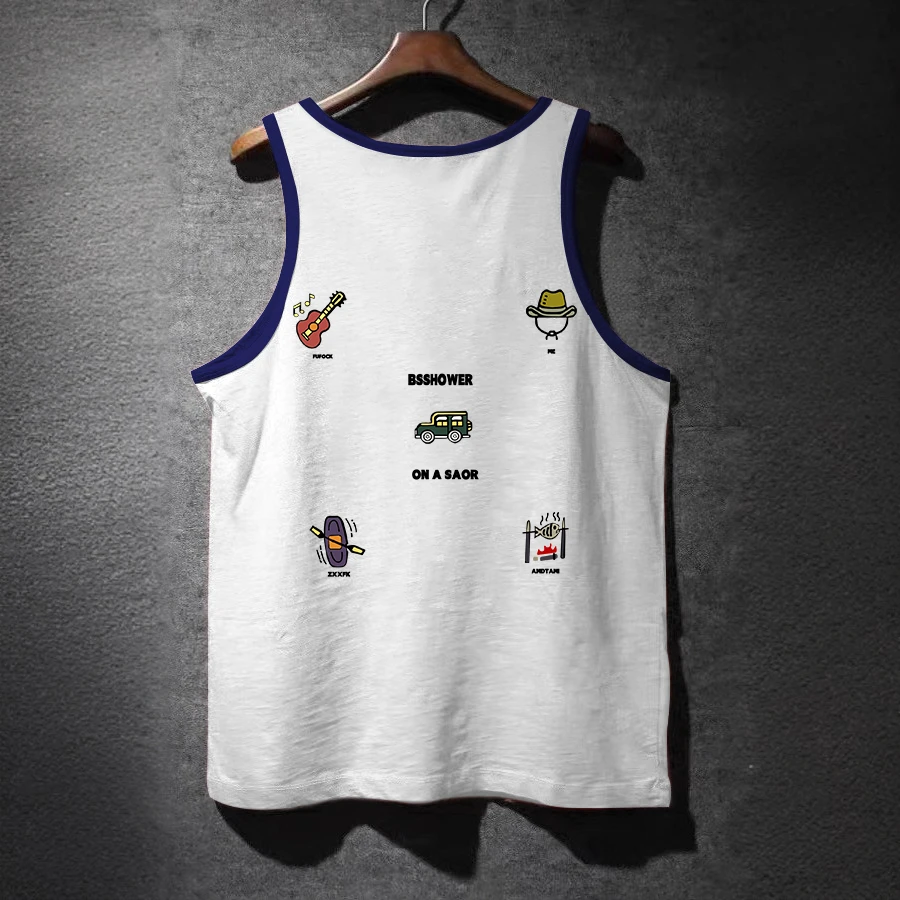 奥特莱斯~外贸清仓捡漏美式高级感纯棉拼色无袖背心男士休闲百搭