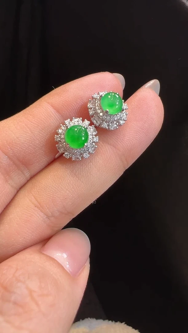 【闪购商品】翡翠耳饰18K金镶嵌耳饰