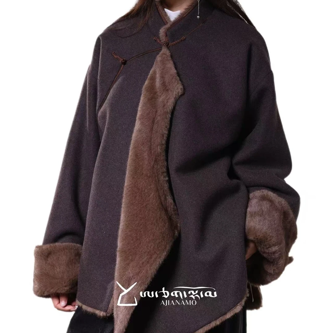 AJ-NAMO原创设计款褐咖色双面款外套A239