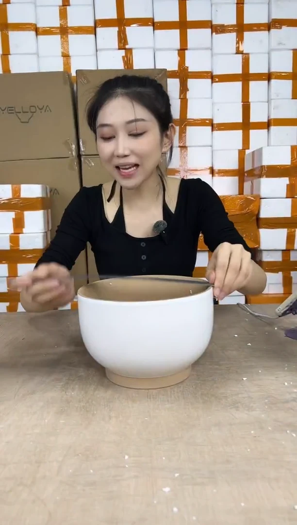 大碗紫砂白色中号21x14