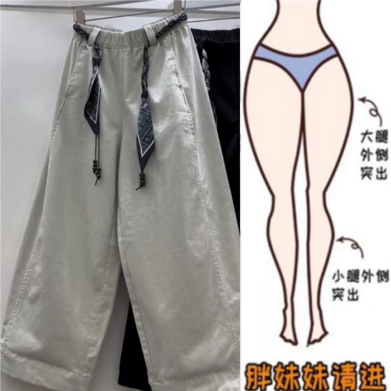 格洛森秋季新款胖妹妹梨型身材高腰洋气直筒裤宽松百搭显瘦阔腿裤