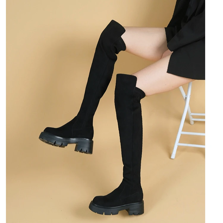 【可可小姐】星期六秋冬百搭厚底高筒靴女士长筒靴过膝厚底靴子7B0B