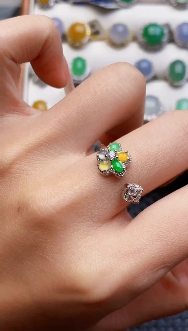 银S925镶嵌戒指翡翠5371