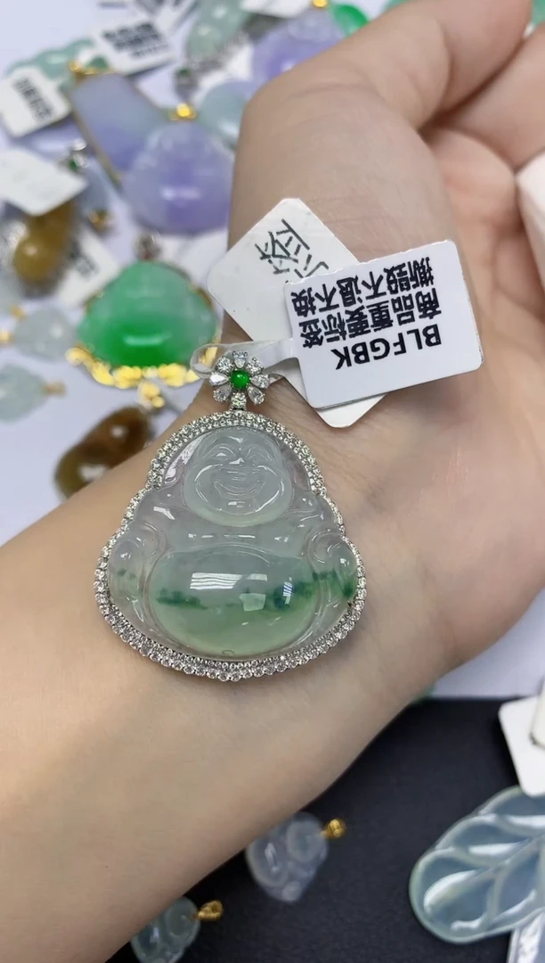 翡翠18K金镶嵌颈饰天然缅甸翡翠A货百元以上9元证书费自理