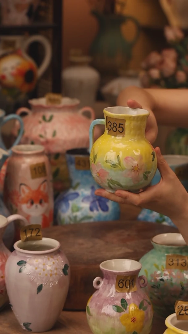 陶瓷385景德镇设计师手作花器摆件侘寂风