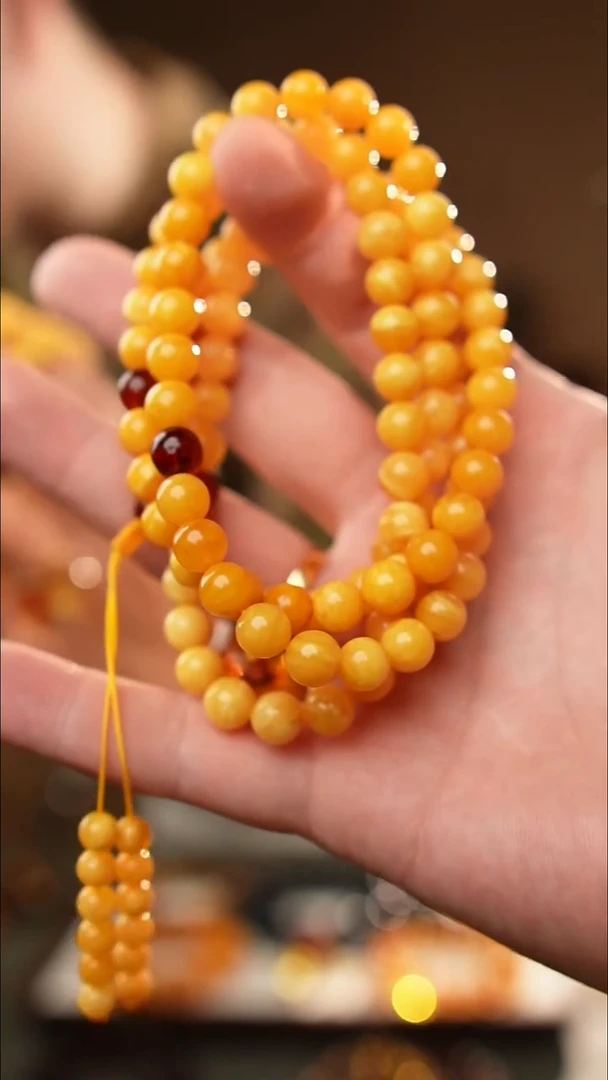 琥珀颈饰未镶嵌7+蜜蜡108