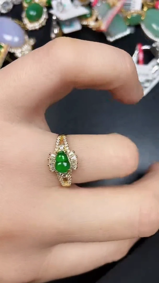 银S925镶嵌戒指翡翠3480