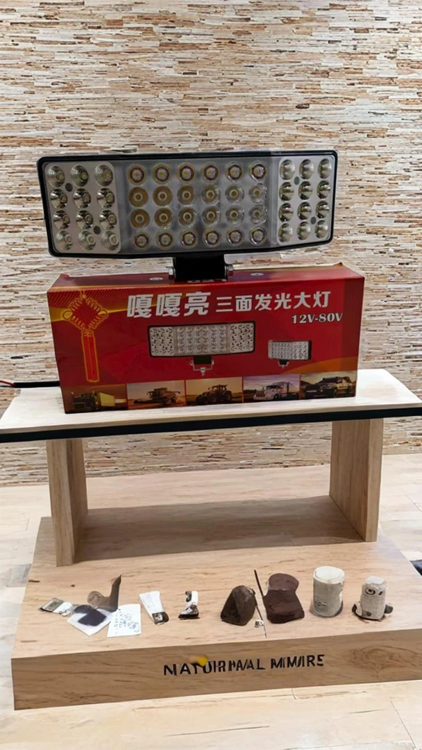 嘎嘎亮新款曲面三面LED防水大灯射灯农用车拖拉机收割机改装大灯