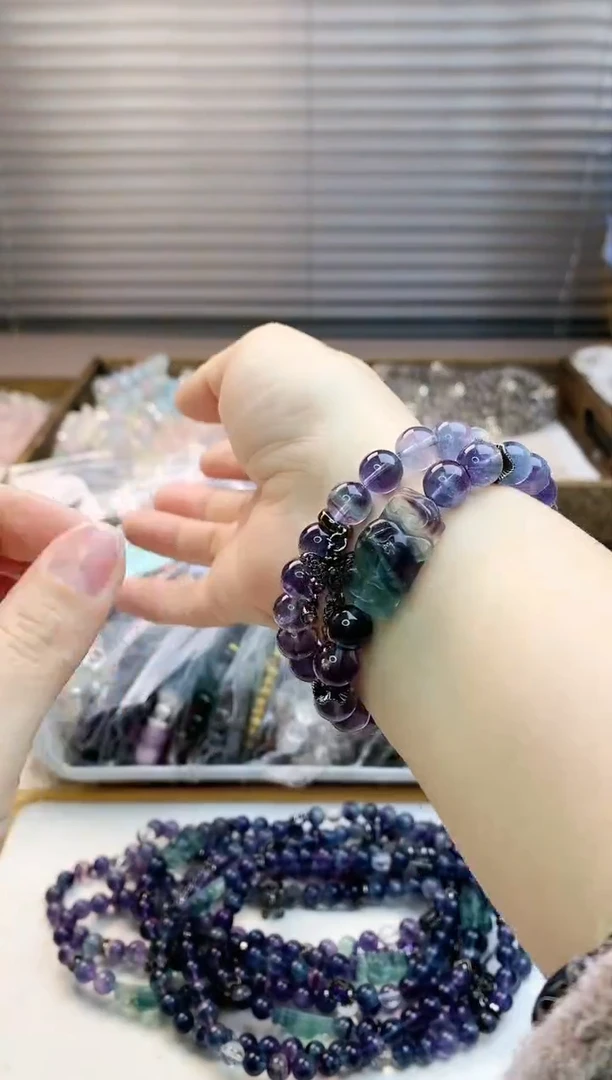 【闪购商品】水晶珠宝半成品未镶嵌鬼绿蓝萤双圈