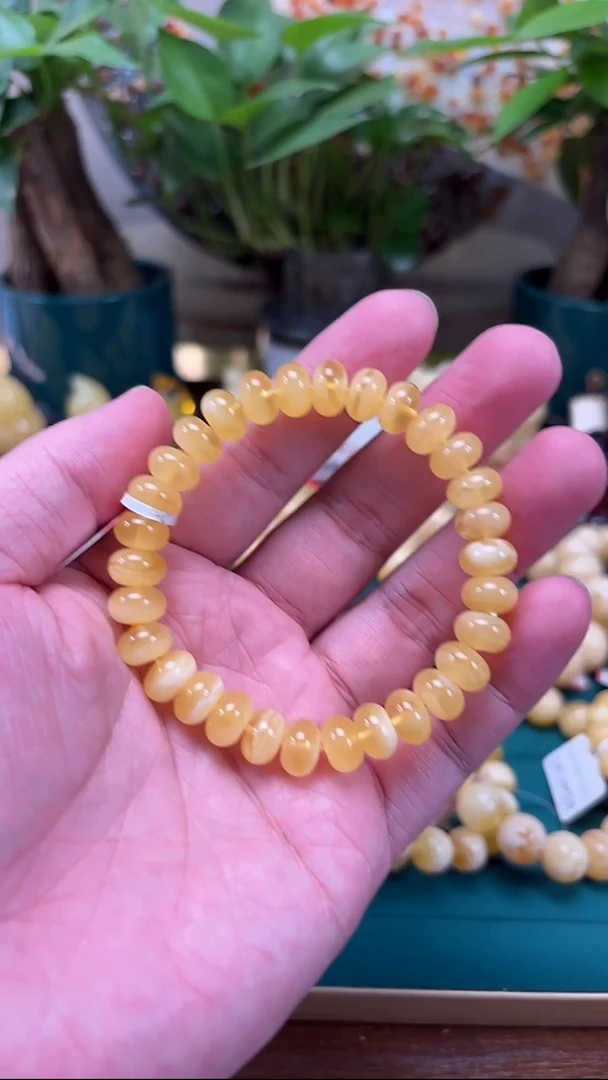 手链蜜蜡未镶嵌p60金白蜜蜡算盘珠 11.23克 9+mm