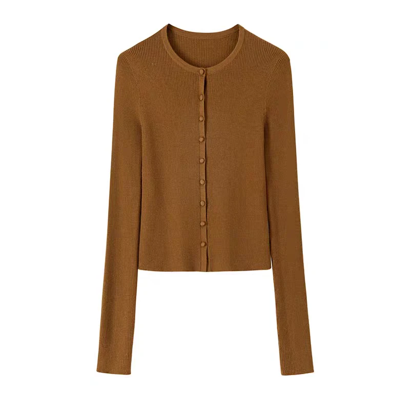 RUNWAYCH圆领开衫针织衫气质高级感针织开衫外套上衣女X064