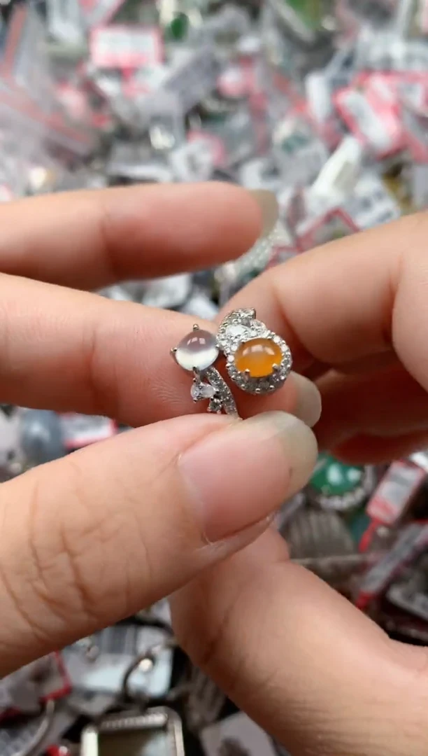 银S925镶嵌戒指翡翠天然A货缅甸翡翠