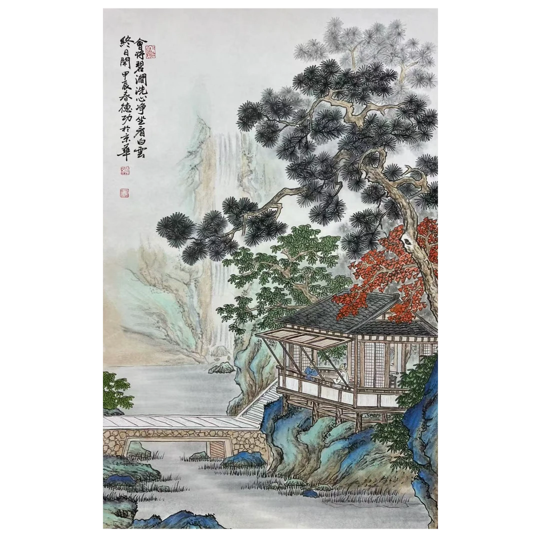 德功老师古意山水国画作品