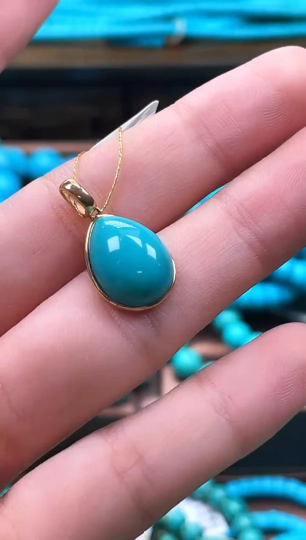 18K金镶嵌绿松石珠宝奇石A041