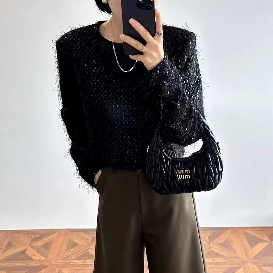 蜗牛家气质款简约垫肩基础打底衫3391