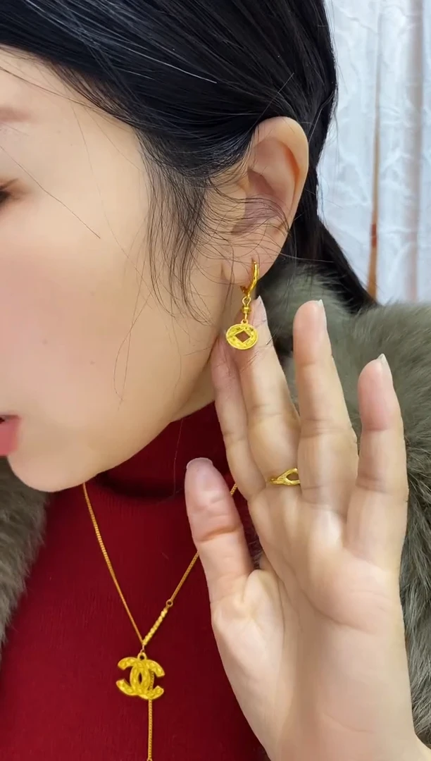 合金无041龙鳞铜钱耳坠