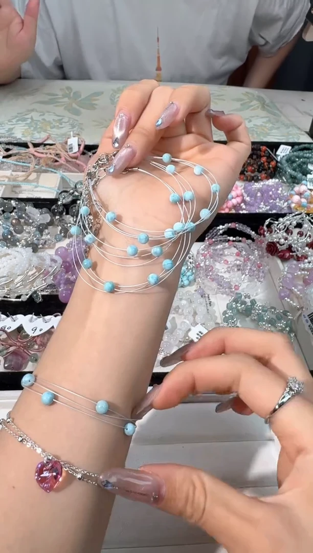 水晶手链未镶嵌J003海纹白色软线三圈款