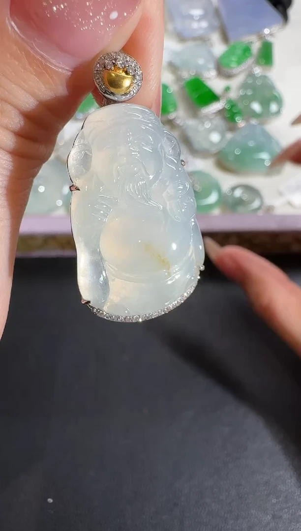 【闪购商品】翡翠吊坠(不含链)18K金镶嵌【源头工厂】钻石镶嵌