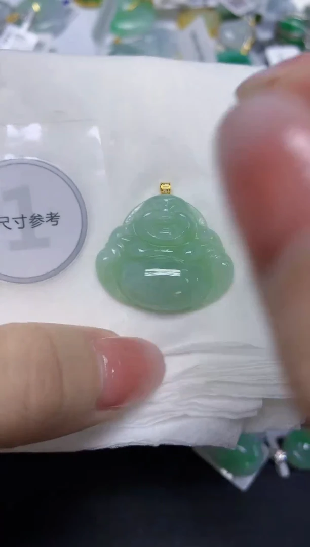 颈饰18K金镶嵌翡翠天然缅甸翡翠A货百元以上9元证书费自理