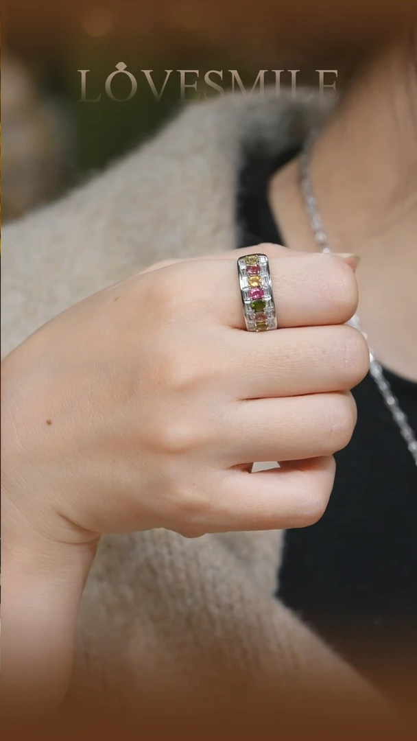 银S925镶嵌戒指碧玺061