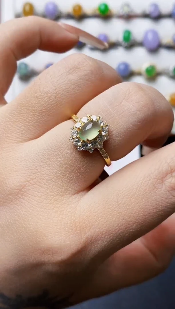 银S925镶嵌戒指翡翠0322