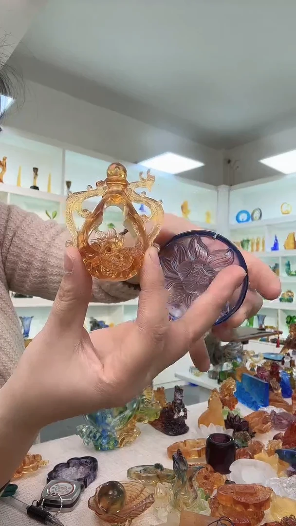 手工艺品琉璃圆+莲花