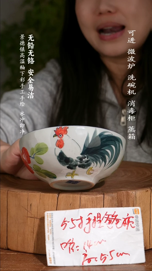 碗陶瓷景德镇高温瓷釉下彩手绘陶瓷
